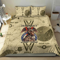 Double V Campaign Tuskegee Airmen Bedding Set Vintage Military Aviation P-51 Mustang World War II Art
