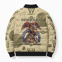 Double V Campaign Tuskegee Airmen Bomber Puffer Jacket Vintage Military Aviation P-51 Mustang World War II Art