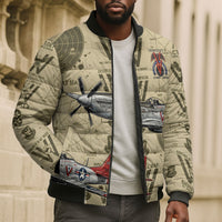 Double V Campaign Tuskegee Airmen Bomber Puffer Jacket Vintage Military Aviation P-51 Mustang World War II Art