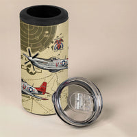 Double V Campaign Tuskegee Airmen 4 in 1 Can Cooler Tumbler Vintage Military Aviation P-51 Mustang World War II Art