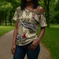 Double V Campaign Tuskegee Airmen Cross Shoulder Shirt Vintage Military Aviation P-51 Mustang World War II Art