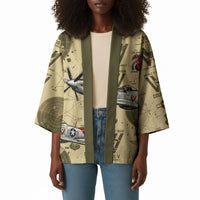 Double V Campaign Tuskegee Airmen Kimono Vintage Military Aviation P-51 Mustang World War II Art