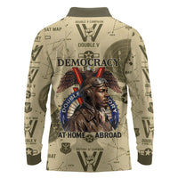 Double V Campaign Tuskegee Airmen Long Sleeve Polo Shirt Vintage Military Aviation P-51 Mustang World War II Art