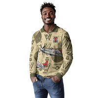 Double V Campaign Tuskegee Airmen Long Sleeve Polo Shirt Vintage Military Aviation P-51 Mustang World War II Art
