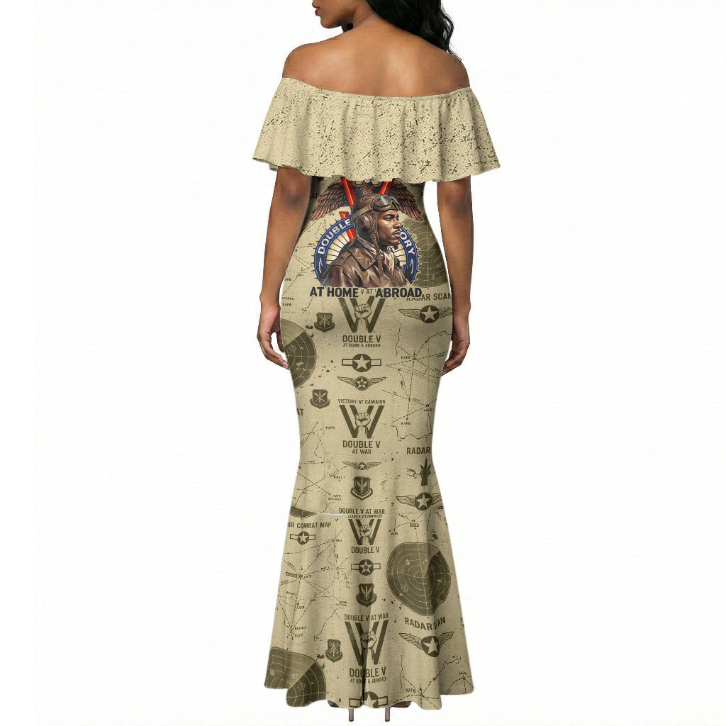 Double V Campaign Tuskegee Airmen Mermaid Dress Vintage Military Aviation P-51 Mustang World War II Art