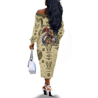 Double V Campaign Tuskegee Airmen Off The Shoulder Long Sleeve Dress Vintage Military Aviation P-51 Mustang World War II Art
