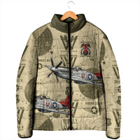Double V Campaign Tuskegee Airmen Padded Jacket Vintage Military Aviation P-51 Mustang World War II Art