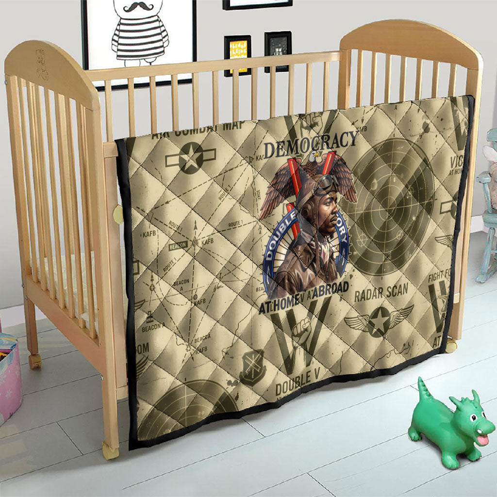Double V Campaign Tuskegee Airmen Quilt Vintage Military Aviation P-51 Mustang World War II Art