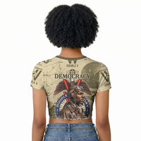 Double V Campaign Tuskegee Airmen Raglan Cropped T shirt Vintage Military Aviation P-51 Mustang World War II Art