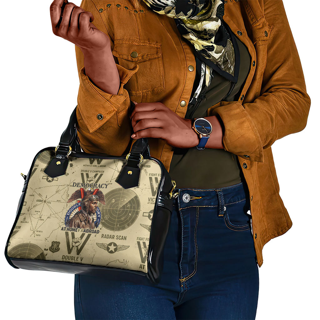 Double V Campaign Tuskegee Airmen Shoulder Handbag Vintage Military Aviation P-51 Mustang World War II Art