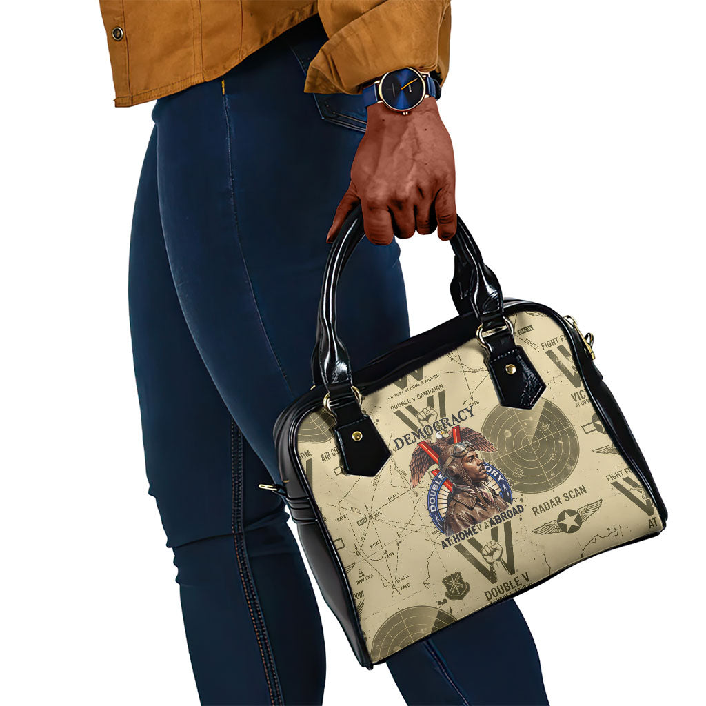 Double V Campaign Tuskegee Airmen Shoulder Handbag Vintage Military Aviation P-51 Mustang World War II Art