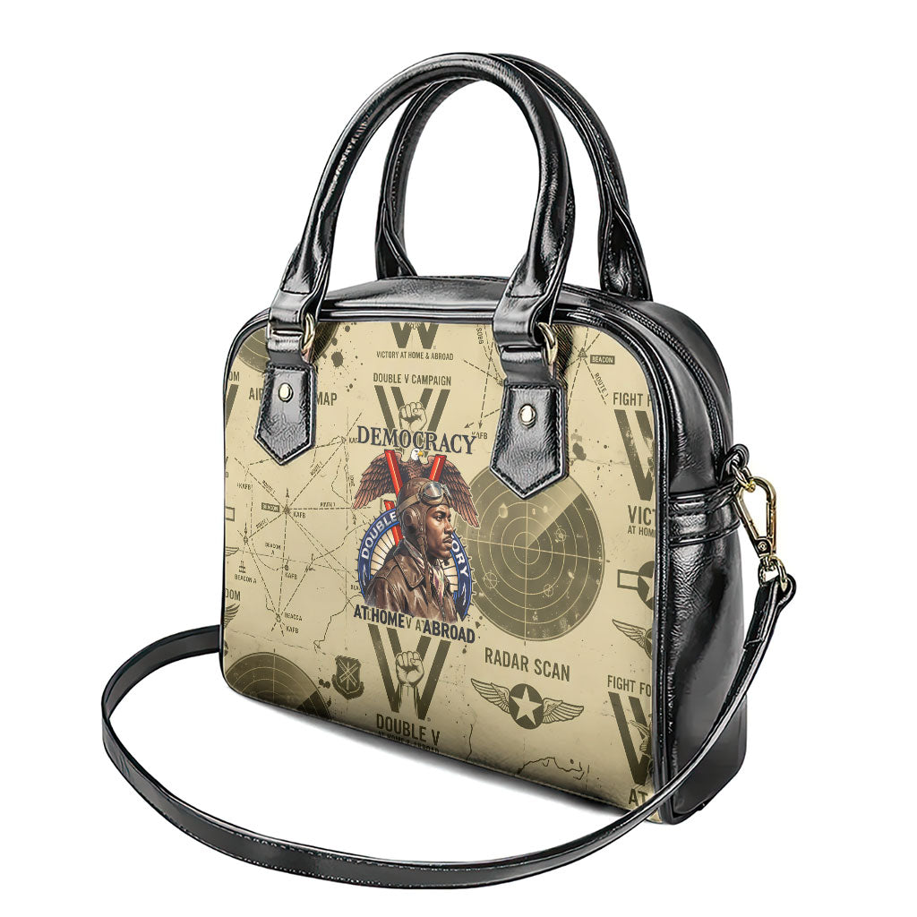 Double V Campaign Tuskegee Airmen Shoulder Handbag Vintage Military Aviation P-51 Mustang World War II Art