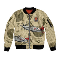 Double V Campaign Tuskegee Airmen Sleeve Zip Bomber Jacket Vintage Military Aviation P-51 Mustang World War II Art