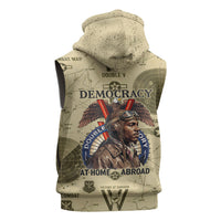 Double V Campaign Tuskegee Airmen Sleeveless Zip Hoodie Vintage Military Aviation P-51 Mustang World War II Art