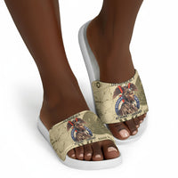 Double V Campaign Tuskegee Airmen Slide Sandals Vintage Military Aviation P-51 Mustang World War II Art