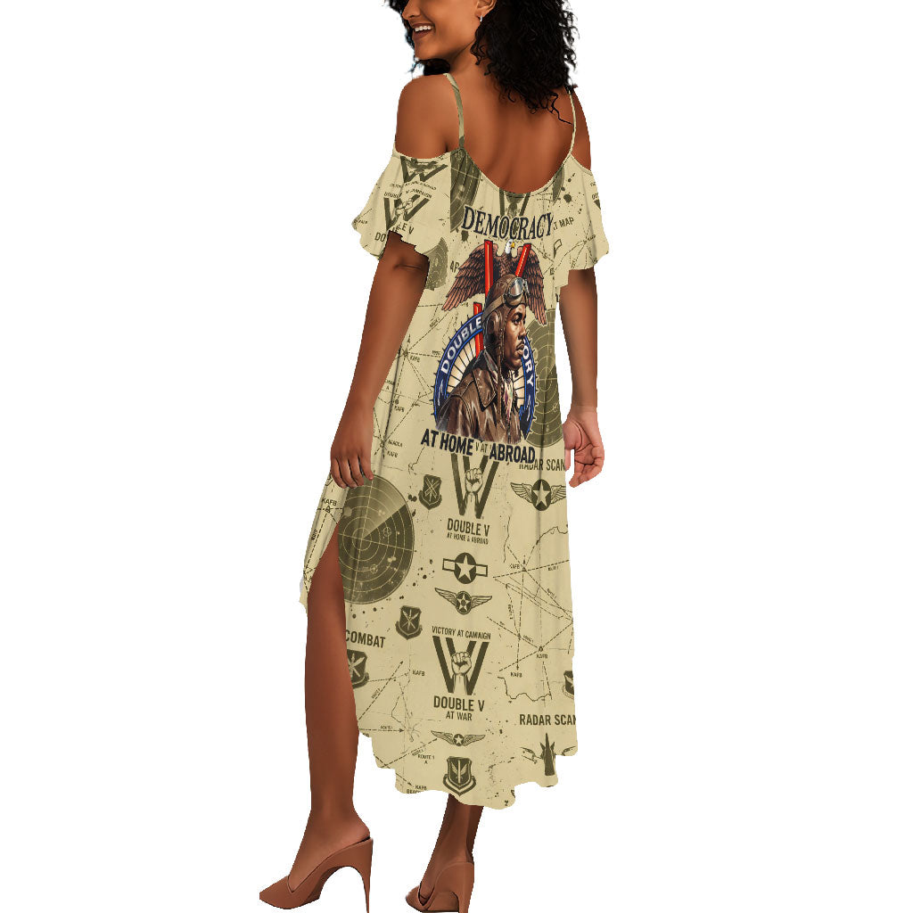 Double V Campaign Tuskegee Airmen Summer Maxi Dress Vintage Military Aviation P-51 Mustang World War II Art