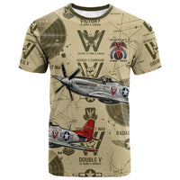Double V Campaign Tuskegee Airmen T shirt Vintage Military Aviation P-51 Mustang World War II Art