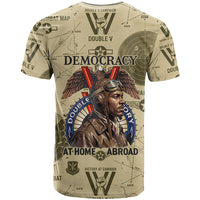 Double V Campaign Tuskegee Airmen T shirt Vintage Military Aviation P-51 Mustang World War II Art