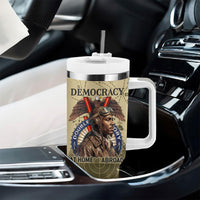 Double V Campaign Tuskegee Airmen Tumbler With Handle Vintage Military Aviation P-51 Mustang World War II Art