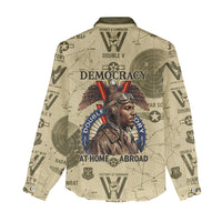 Double V Campaign Tuskegee Airmen Women Casual Shirt Vintage Military Aviation P-51 Mustang World War II Art