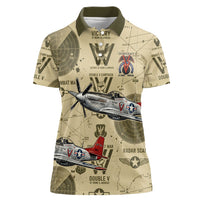 Double V Campaign Tuskegee Airmen Women Polo Shirt Vintage Military Aviation P-51 Mustang World War II Art