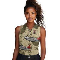 Double V Campaign Tuskegee Airmen Women Sleeveless Polo Shirt Vintage Military Aviation P-51 Mustang World War II Art