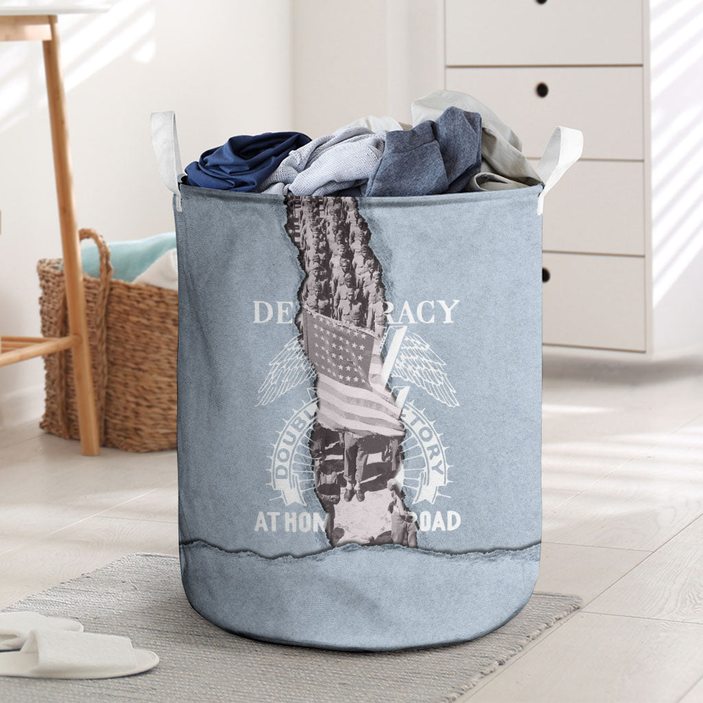 Double V Campaign American Democracy Laundry Basket Military Buffalo Soldiers World War II Heritage Art