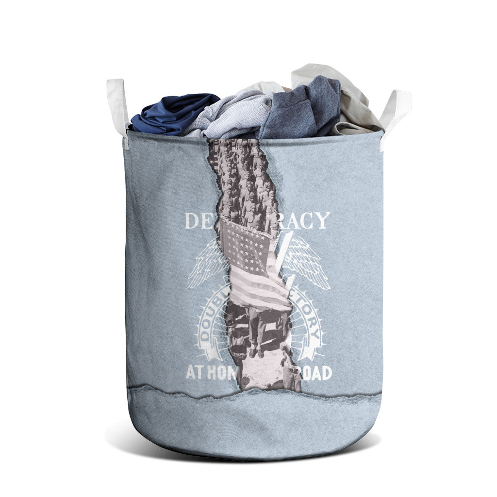 Double V Campaign American Democracy Laundry Basket Military Buffalo Soldiers World War II Heritage Art
