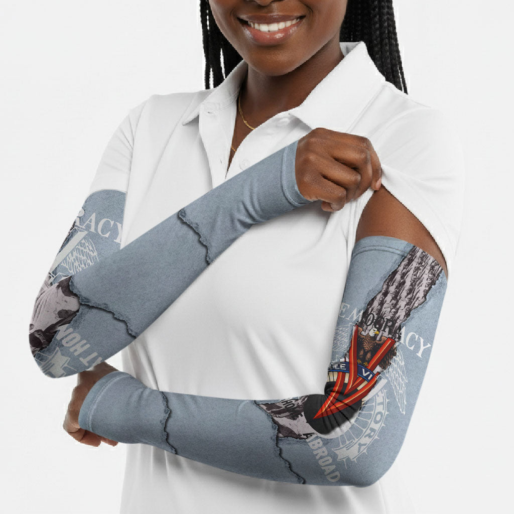 Double V Campaign American Democracy Arm Sleeves Military Buffalo Soldiers World War II Heritage Art