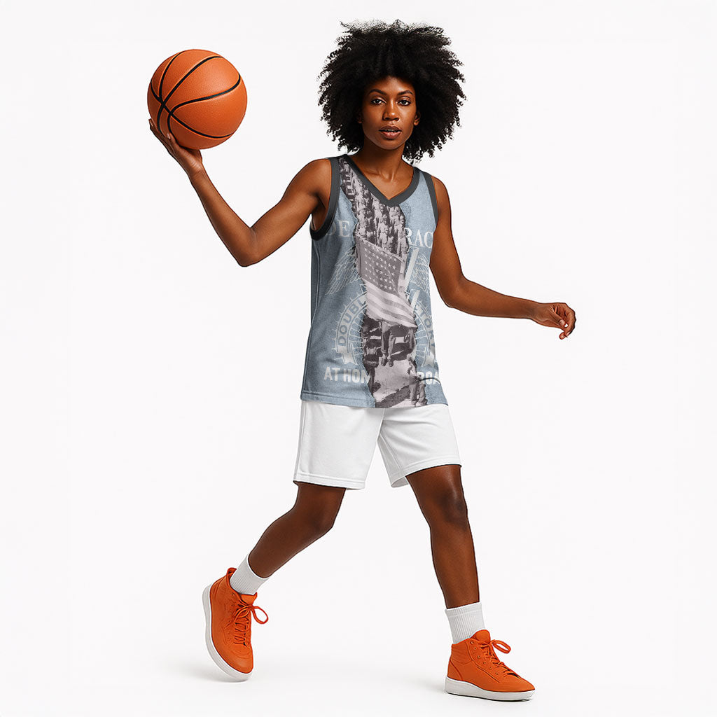Double V Campaign American Democracy Basketball Jersey Military Buffalo Soldiers World War II Heritage Art