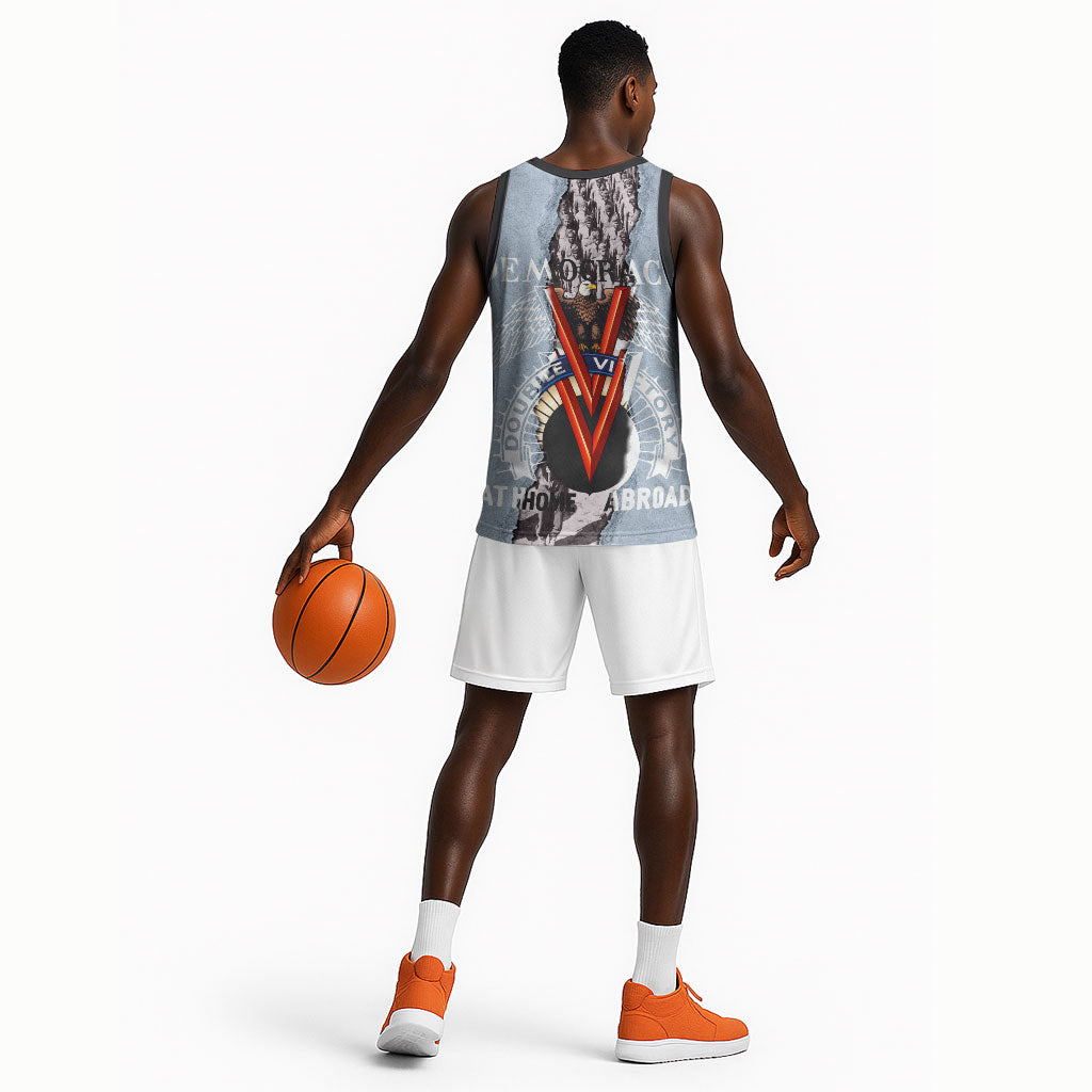 Double V Campaign American Democracy Basketball Jersey Military Buffalo Soldiers World War II Heritage Art