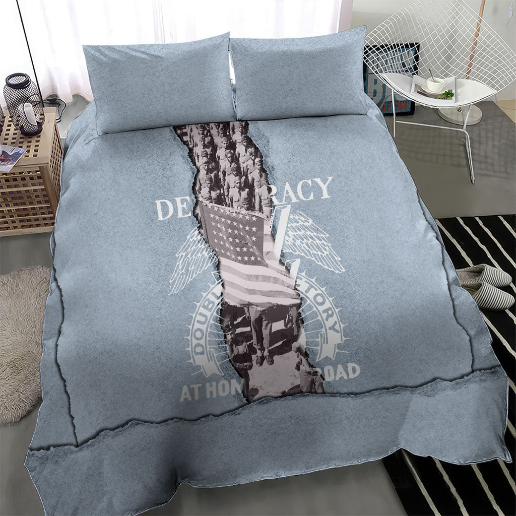 Double V Campaign American Democracy Bedding Set Military Buffalo Soldiers World War II Heritage Art
