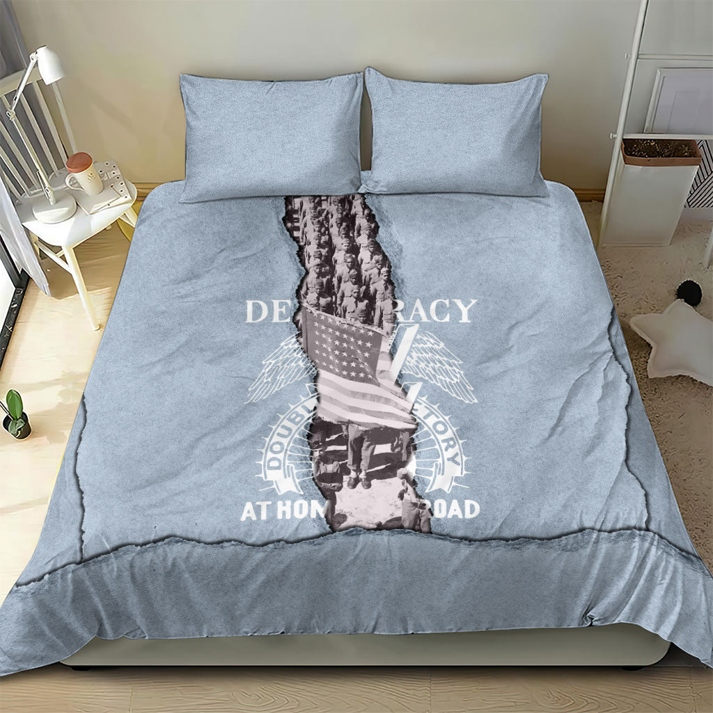 Double V Campaign American Democracy Bedding Set Military Buffalo Soldiers World War II Heritage Art