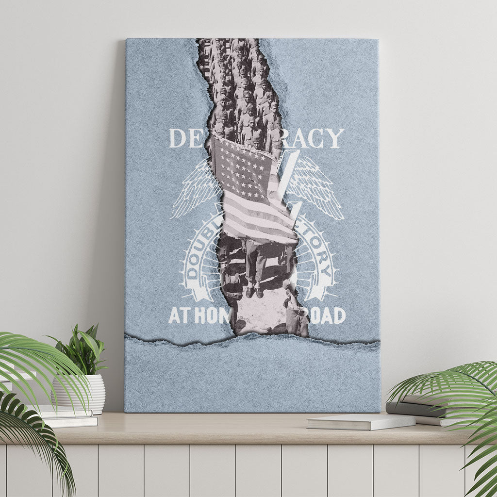 Double V Campaign American Democracy Canvas Wall Art Military Buffalo Soldiers World War II Heritage Art