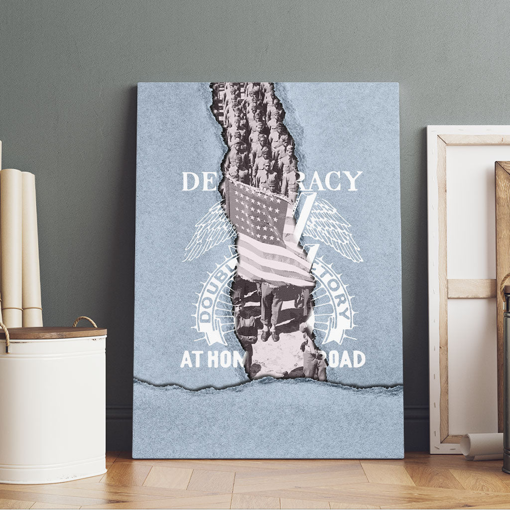 Double V Campaign American Democracy Canvas Wall Art Military Buffalo Soldiers World War II Heritage Art