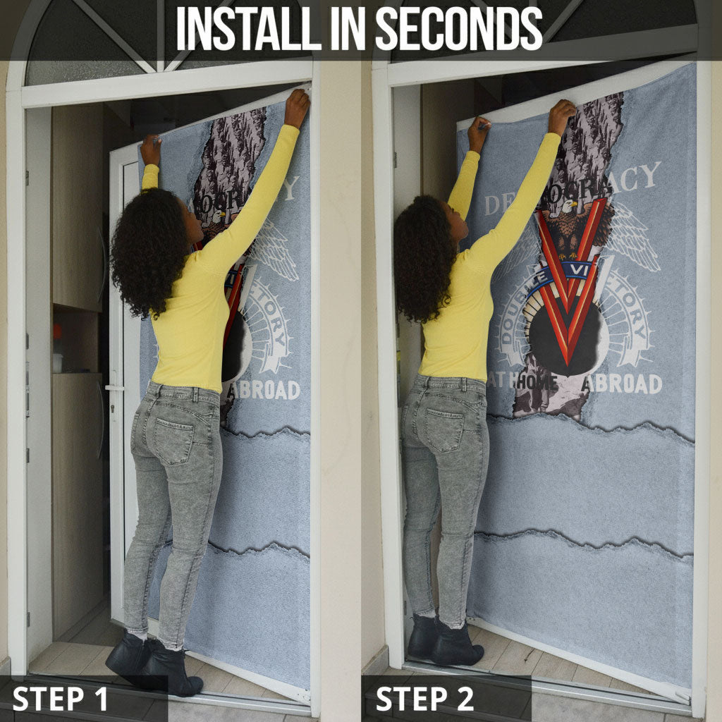 Double V Campaign American Democracy Door Cover Military Buffalo Soldiers World War II Heritage Art