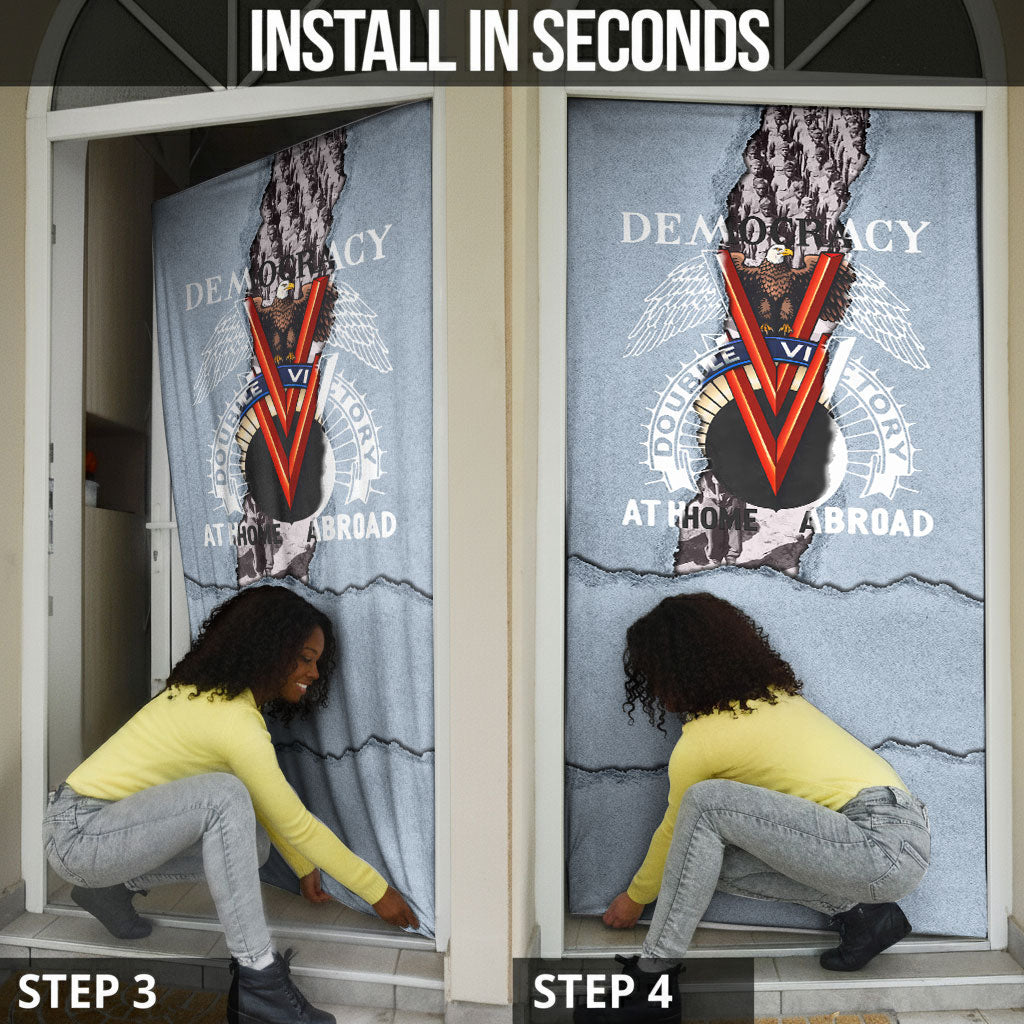 Double V Campaign American Democracy Door Cover Military Buffalo Soldiers World War II Heritage Art