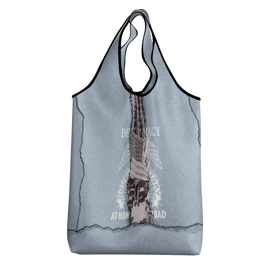 Double V Campaign American Democracy Grocery Bag Military Buffalo Soldiers World War II Heritage Art