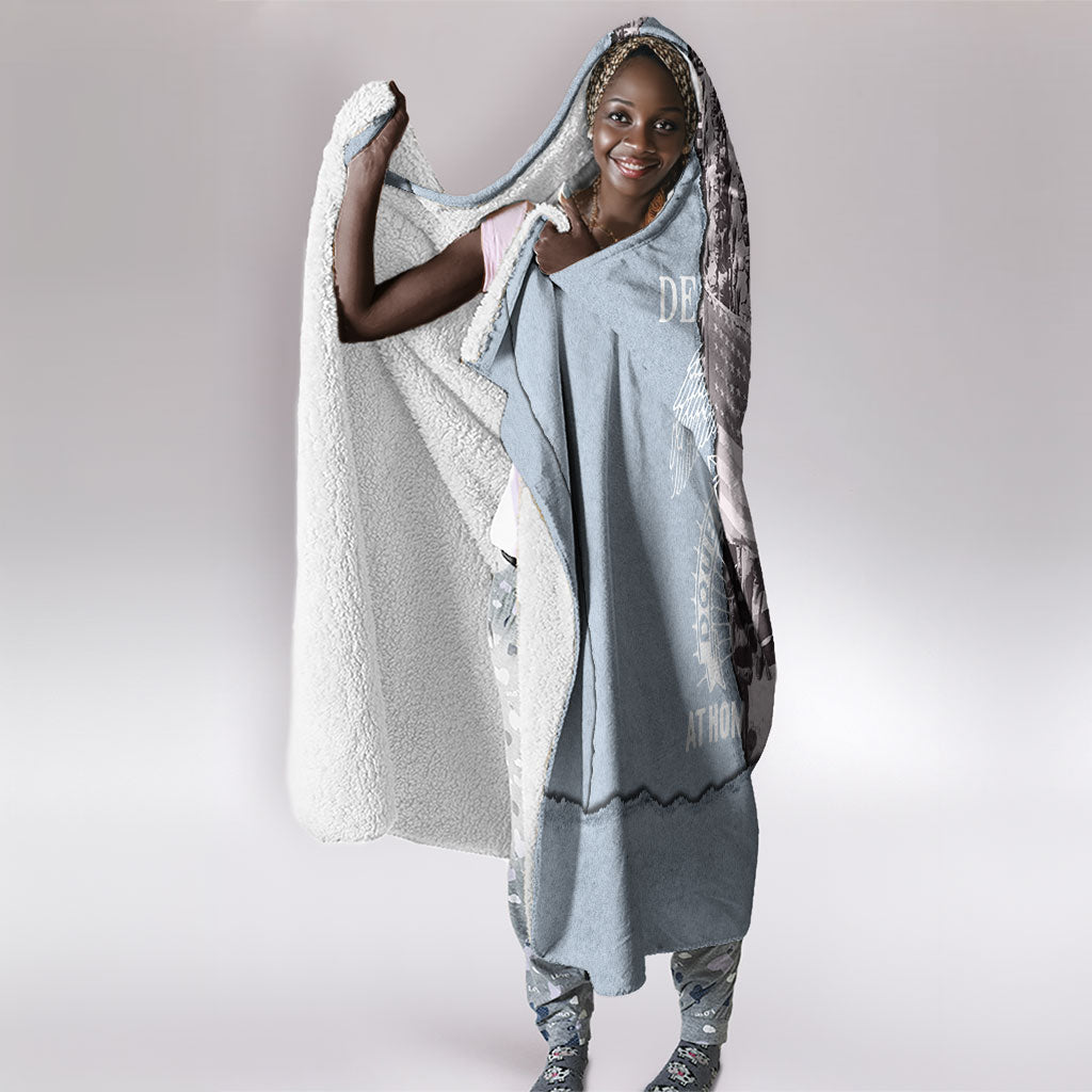 Double V Campaign American Democracy Hooded Blanket Military Buffalo Soldiers World War II Heritage Art