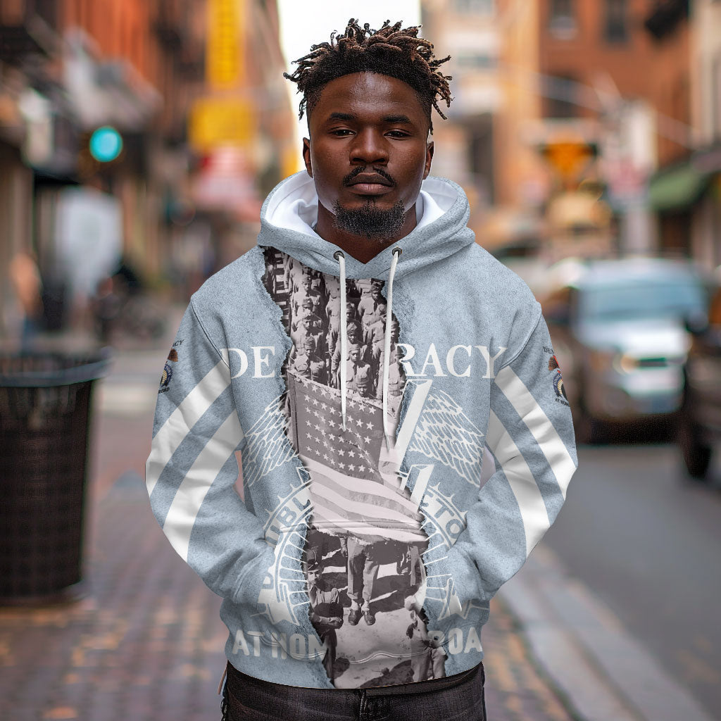 Double V Campaign American Democracy Hoodie Military Buffalo Soldiers World War II Heritage Art