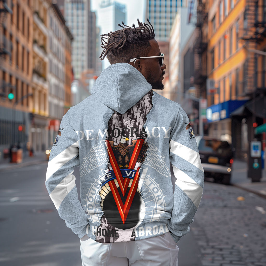 Double V Campaign American Democracy Hoodie Military Buffalo Soldiers World War II Heritage Art
