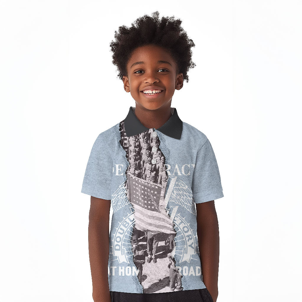 Double V Campaign American Democracy Kid Polo Shirt Military Buffalo Soldiers World War II Heritage Art