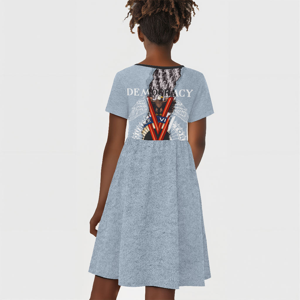 Double V Campaign American Democracy Kid Short Sleeve Dress Military Buffalo Soldiers World War II Heritage Art