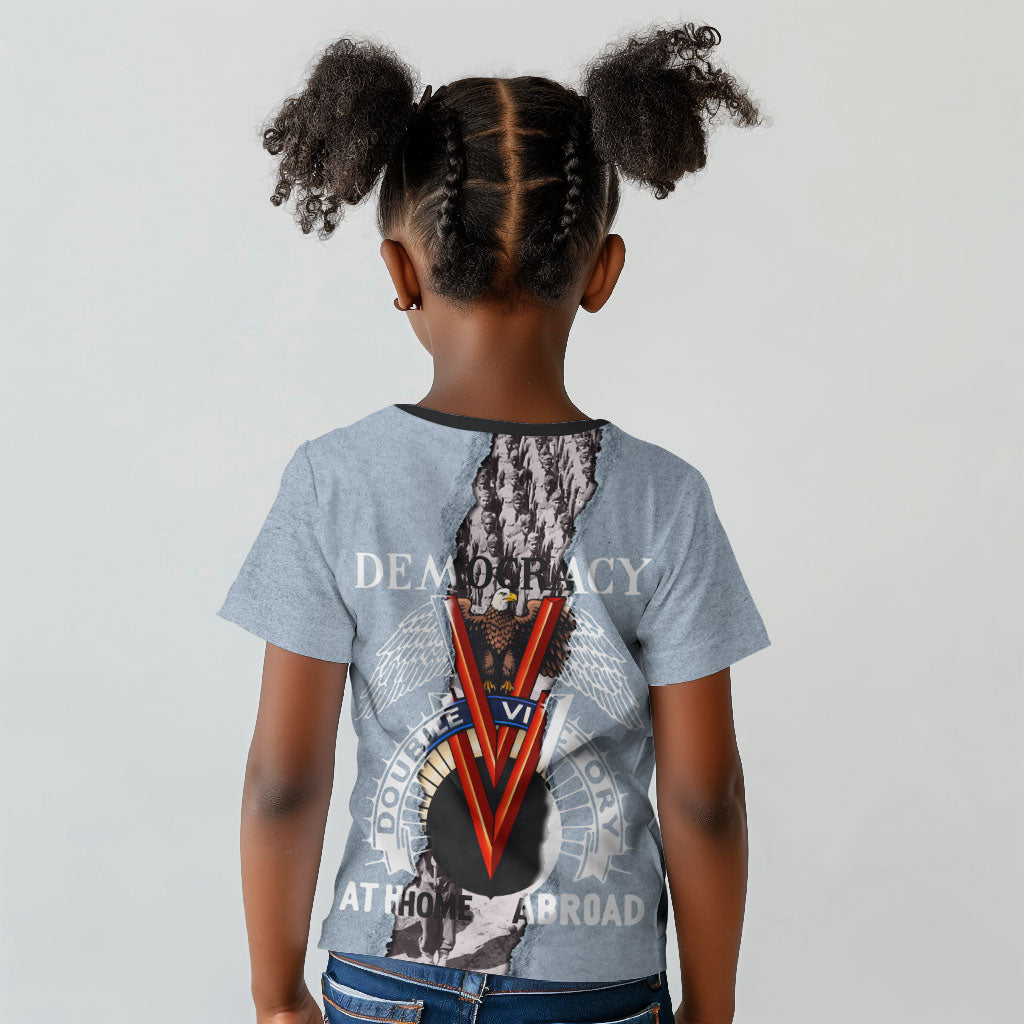 Double V Campaign American Democracy Kid T shirt Military Buffalo Soldiers World War II Heritage Art