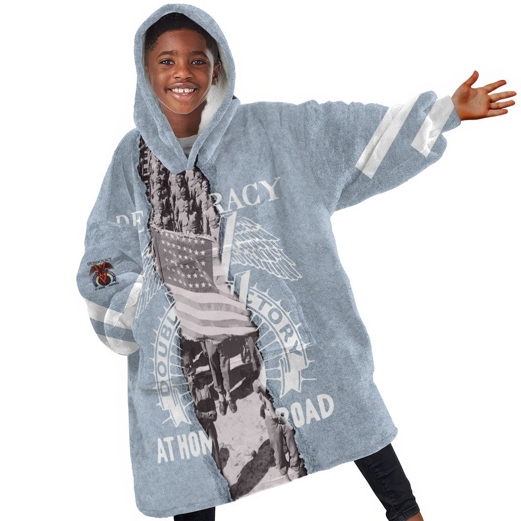 Double V Campaign American Democracy Kid Wearable Blanket Hoodie Military Buffalo Soldiers World War II Heritage Art