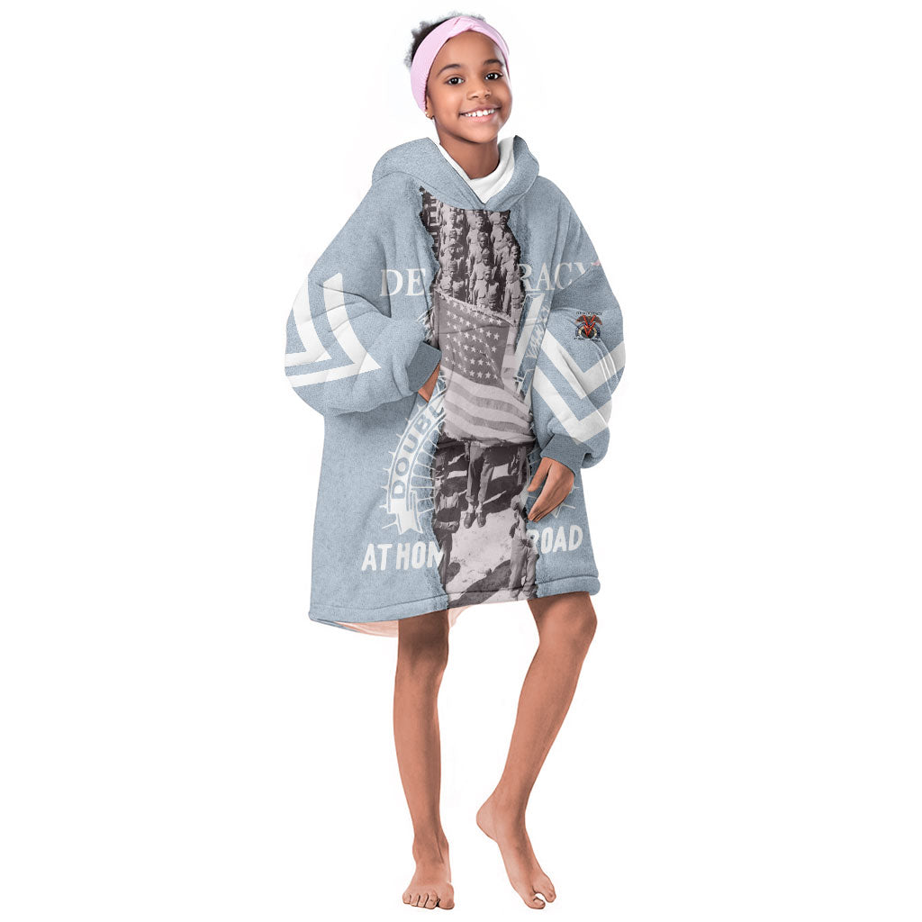 Double V Campaign American Democracy Kid Wearable Blanket Hoodie Military Buffalo Soldiers World War II Heritage Art