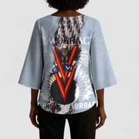 Double V Campaign American Democracy Kimono Sleeve Blouse Military Buffalo Soldiers World War II Heritage Art