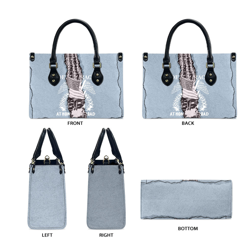 Double V Campaign American Democracy Leather Bag Military Buffalo Soldiers World War II Heritage Art