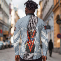 Double V Campaign American Democracy Long Sleeve Button Shirt Military Buffalo Soldiers World War II Heritage Art