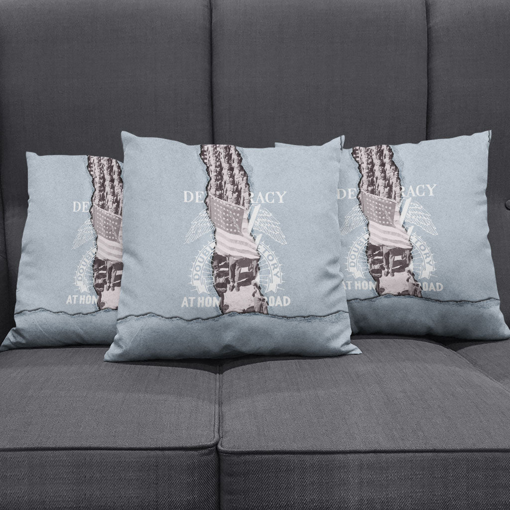 Double V Campaign American Democracy Pillow Cover Military Buffalo Soldiers World War II Heritage Art